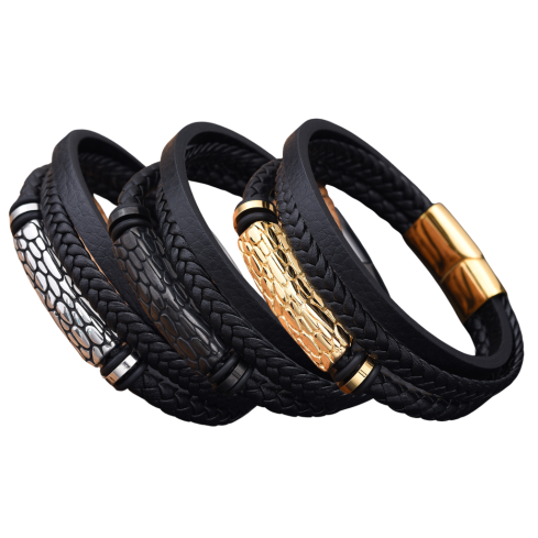 Black Leather Multilayer Men