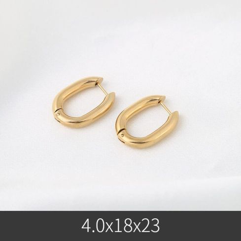S.Steel Gold Plating Hoop Women-c 23x18mm - 4mm