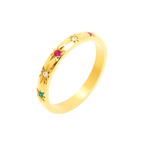 New Gold Plating Colorfull Zircon Women 2g - 3mm EU60 - ES20 - US9