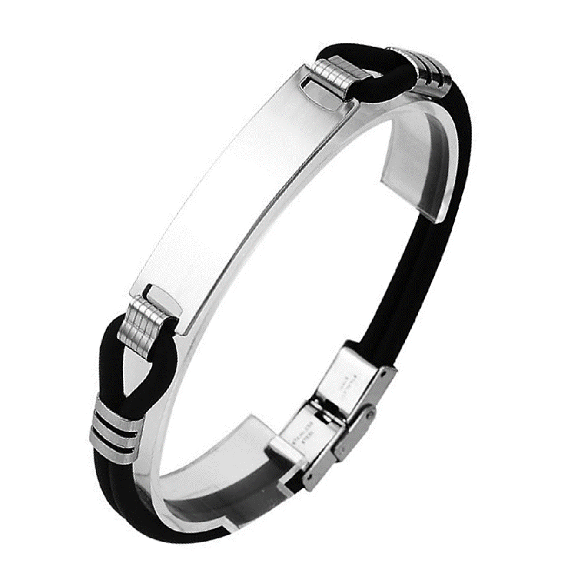 S.Steel Black Leather Men-c 17.1g