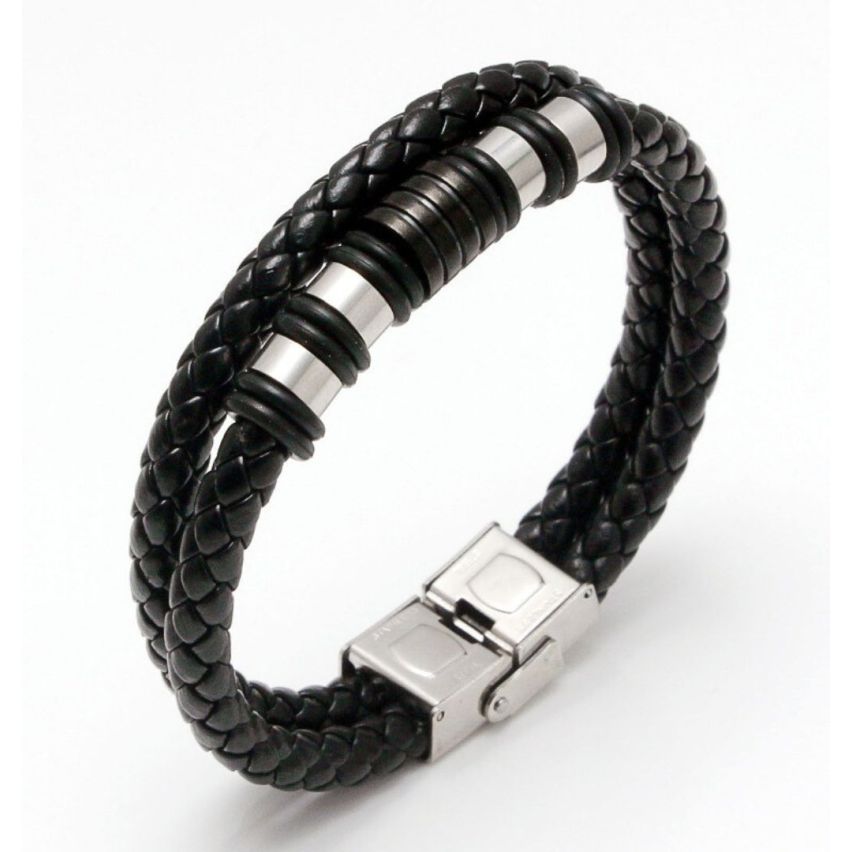 S.Steel Black Leather Men-c 19g