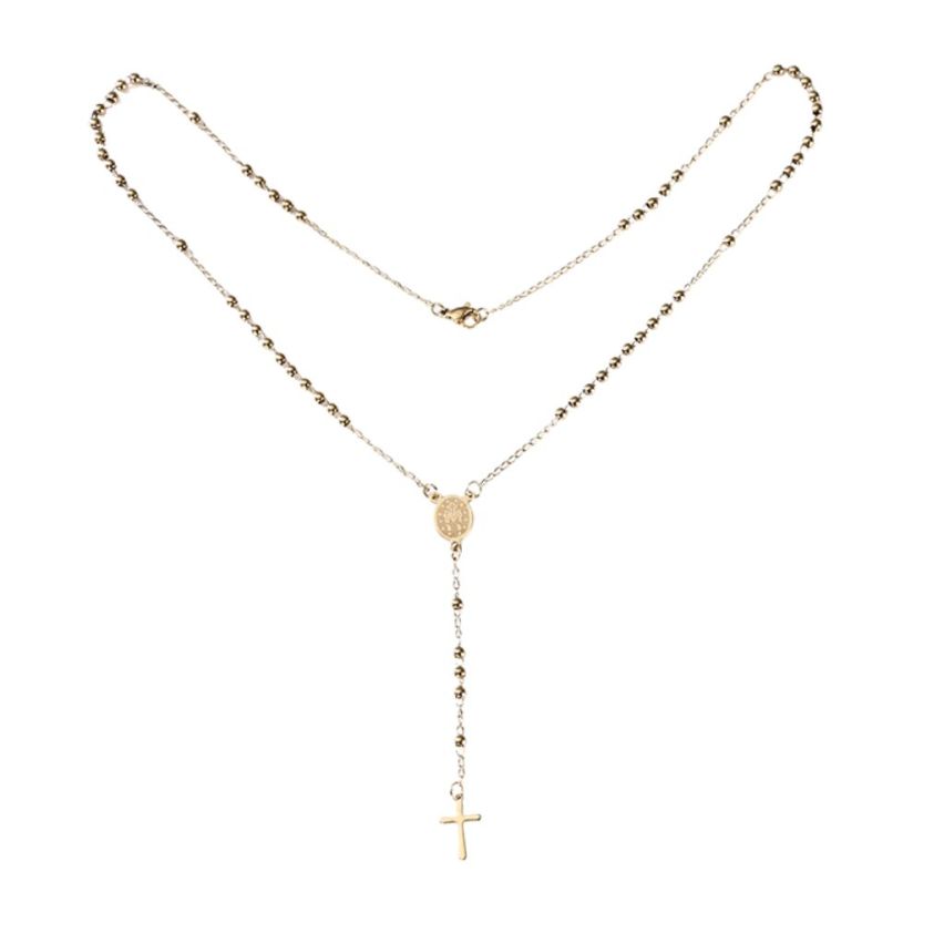 S.Steel Gold Plating Cross Women-c