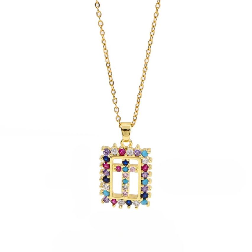 S.Steel Gold Plating Colorfull Zircon Cross Women-c 10g