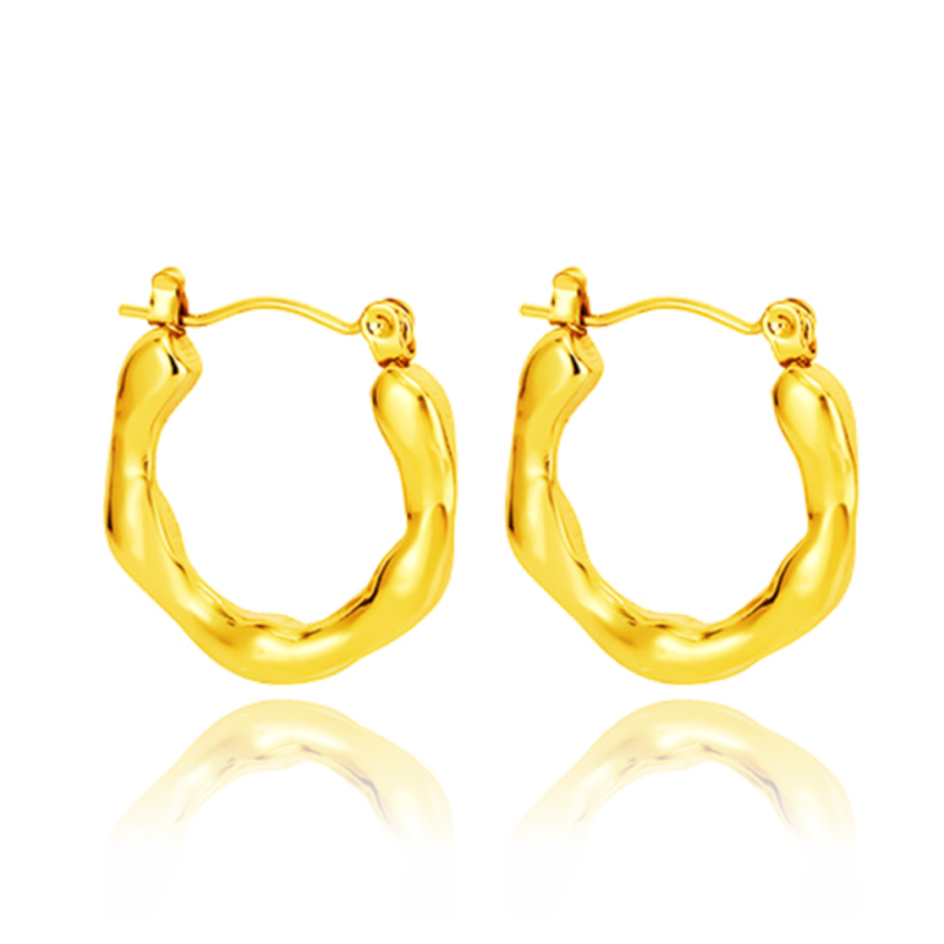 S.Steel Gold Plating Hoop Women-c