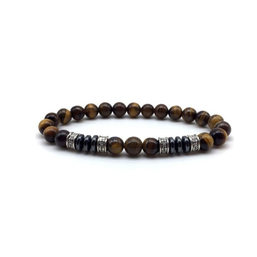 S.Steel Brown Tiger Eyes Beads Men-c 15g
