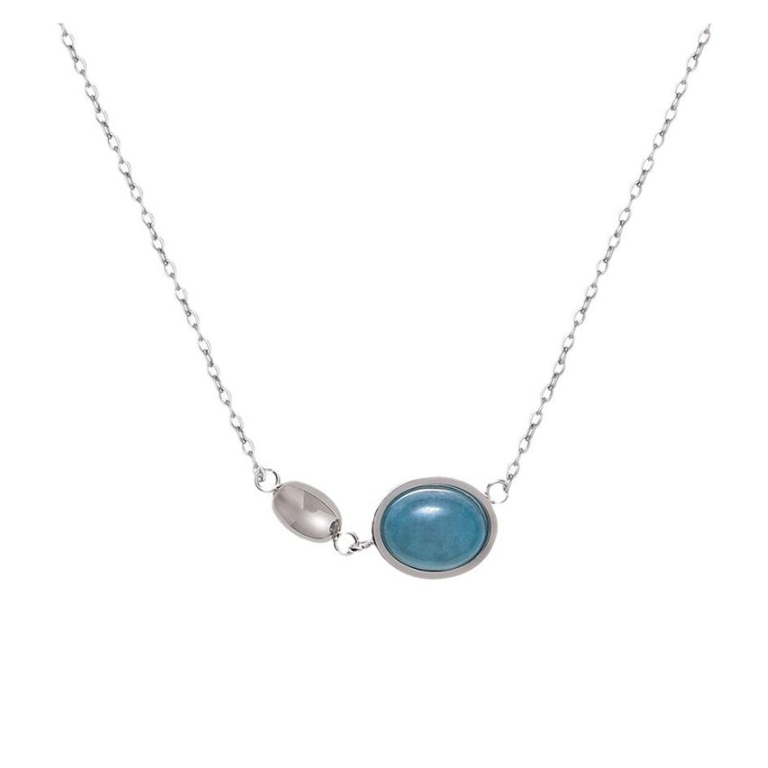 S.Steel New Blue Natural Stone Minimalist Women-c 4.2g