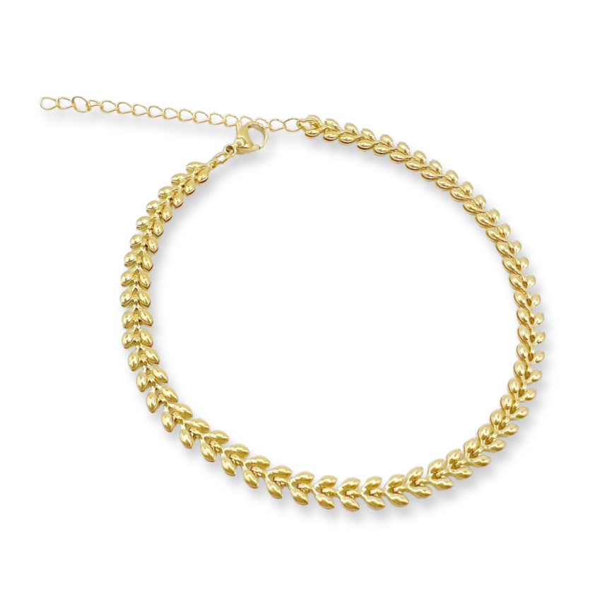 S.Steel Gold Plating Anklets Women-c 6.9g
