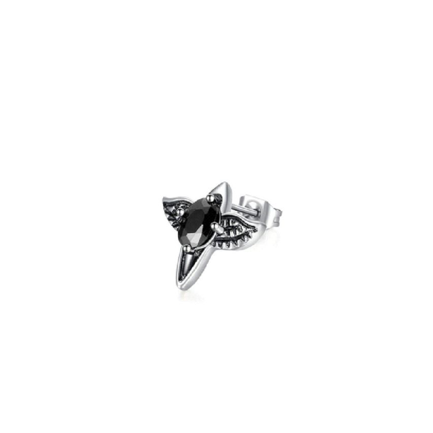 S.Steel Antique silver Zircon Stud Men-c