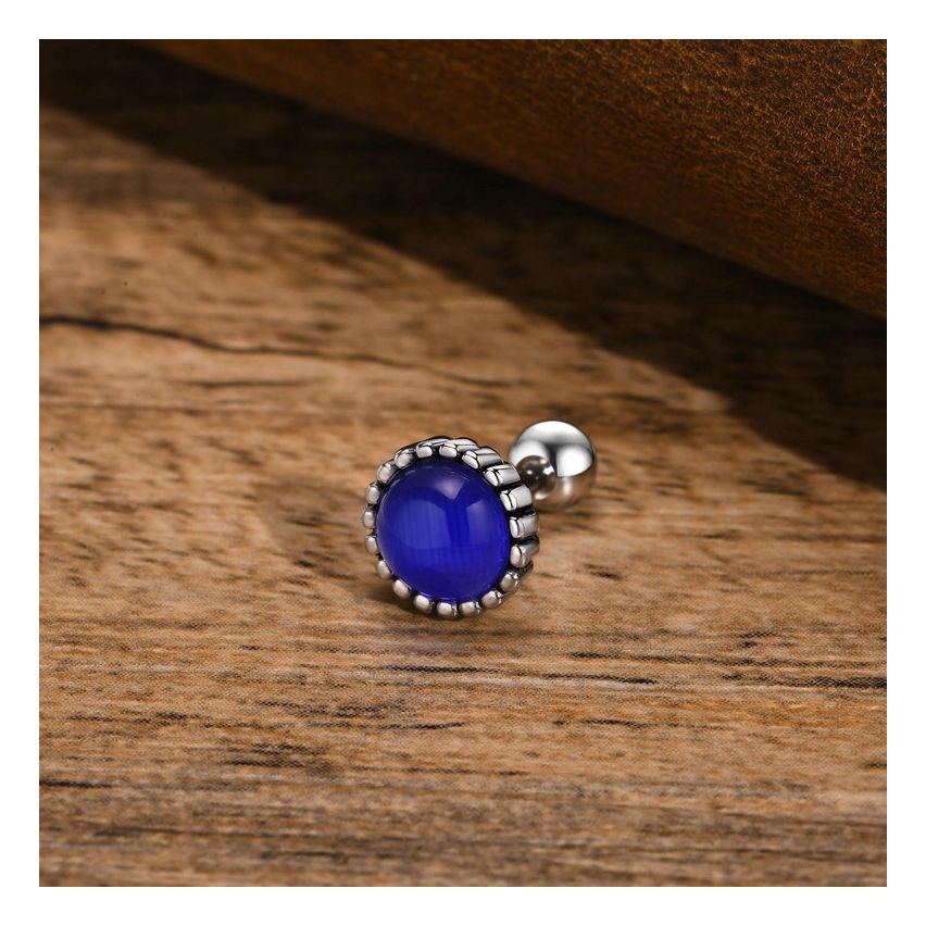 URBAN Antique silver S.Steel Glass stone Stud Men-c 