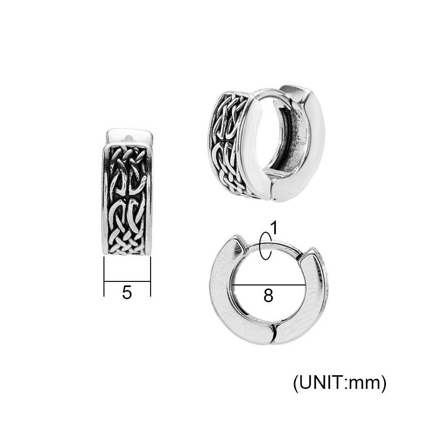 BOHEMIAN Antique silver S.Steel Hoop Men-c 
