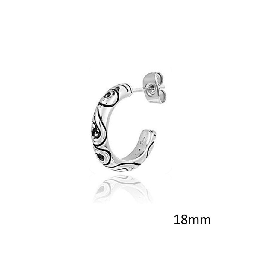 S.Steel Antique silver Hoop Men-c