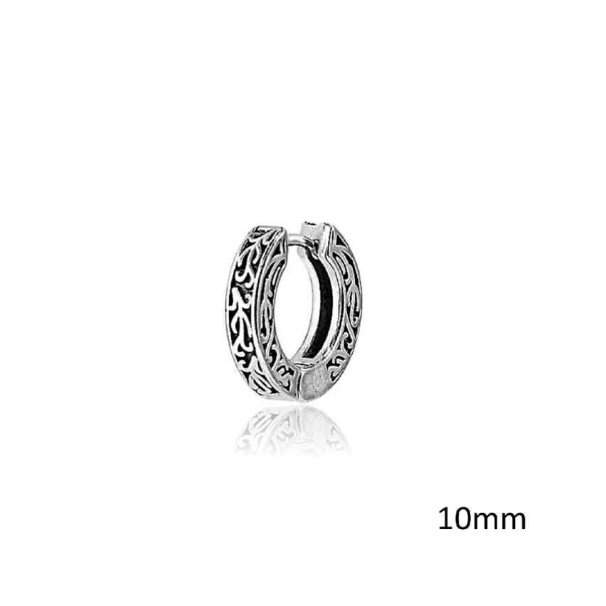 S.Steel Antique silver Hoop Men-c