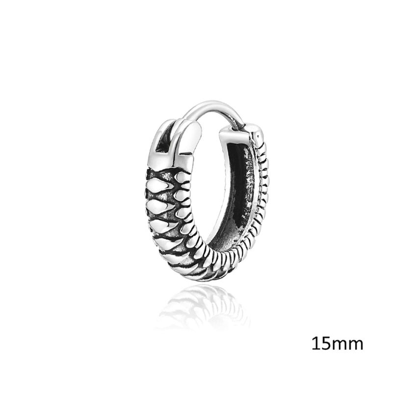 S.Steel Antique silver Hoop Men-c