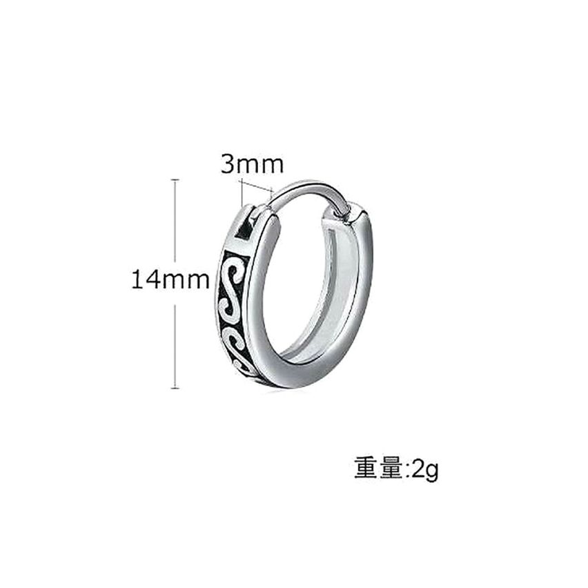 S.Steel Antique silver Hoop Men-c