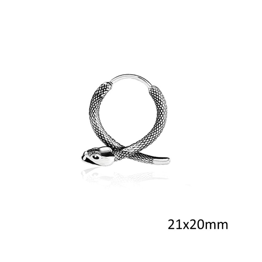 S.Steel Antique silver Hoop Men-c