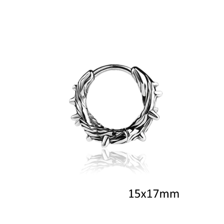 S.Steel Antique silver Hoop Men-c