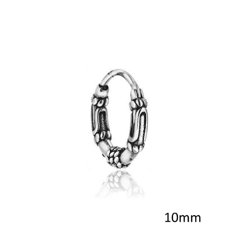 S.Steel Antique silver Hoop Men-c 10x10mm