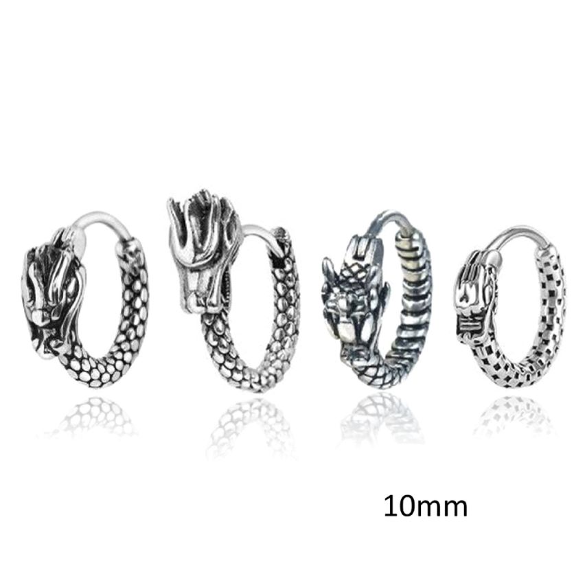 S.Steel Antique silver Hoop Men-c