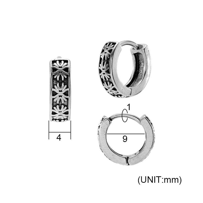 S.Steel Antique silver Hoop Men-c