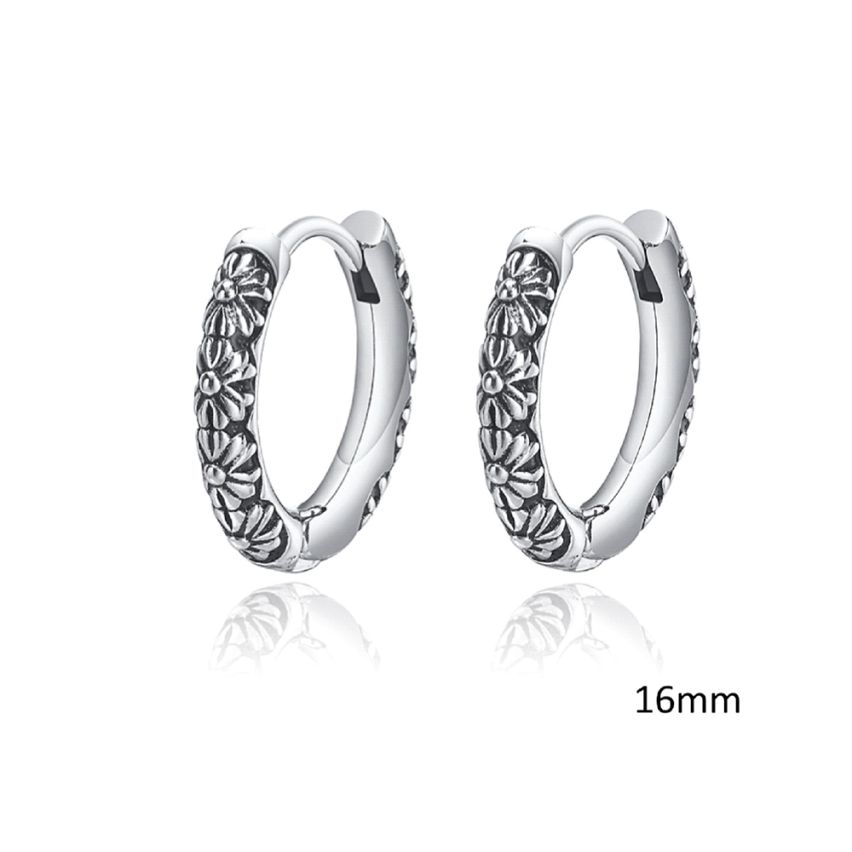 S.Steel Antique silver Hoop Men-c