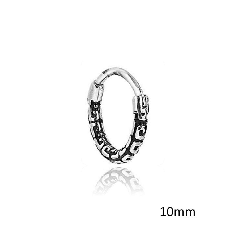 S.Steel Antique silver Hoop Men-c 10x10mm