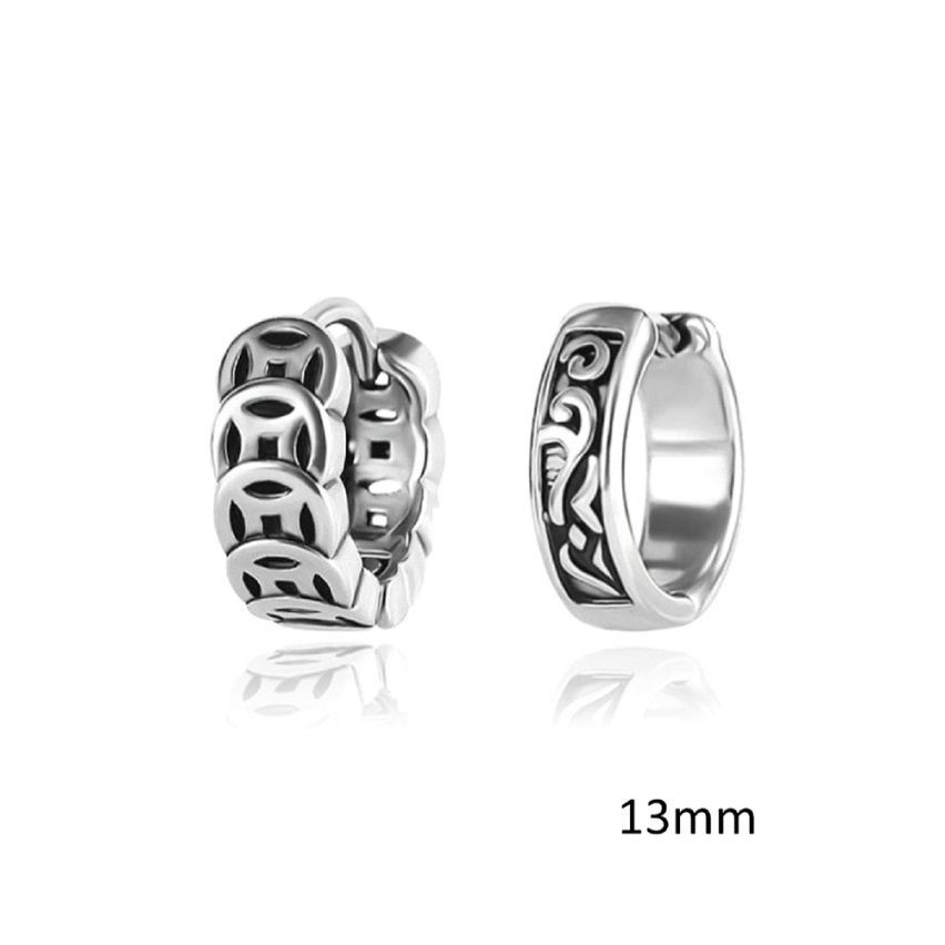 S.Steel Antique silver Hoop Men-c