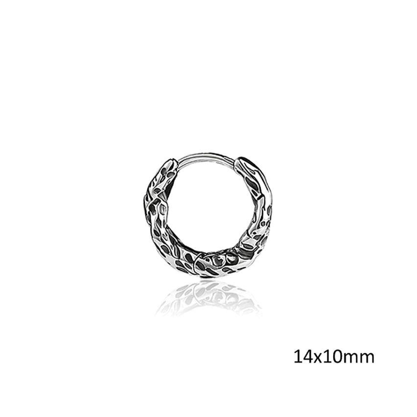 S.Steel Antique silver Hoop Men-c