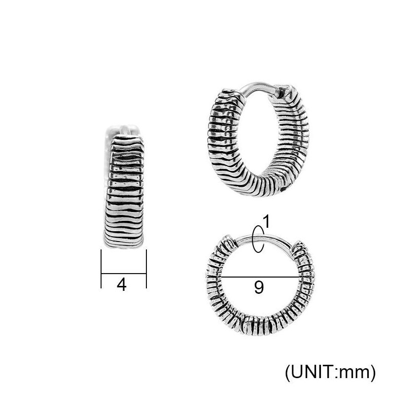 S.Steel Antique silver Hoop Men-c