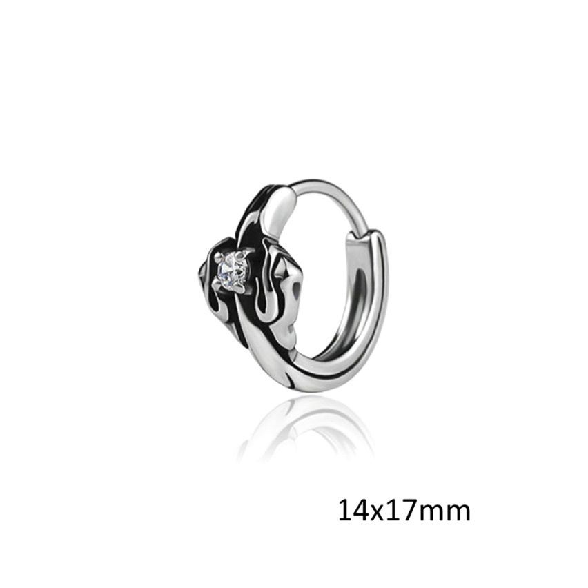 S.Steel Antique silver Hoop Men-c