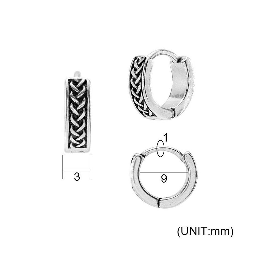 URBAN Antique silver S.Steel Hoop Men-c 9x9mm - 3mm 