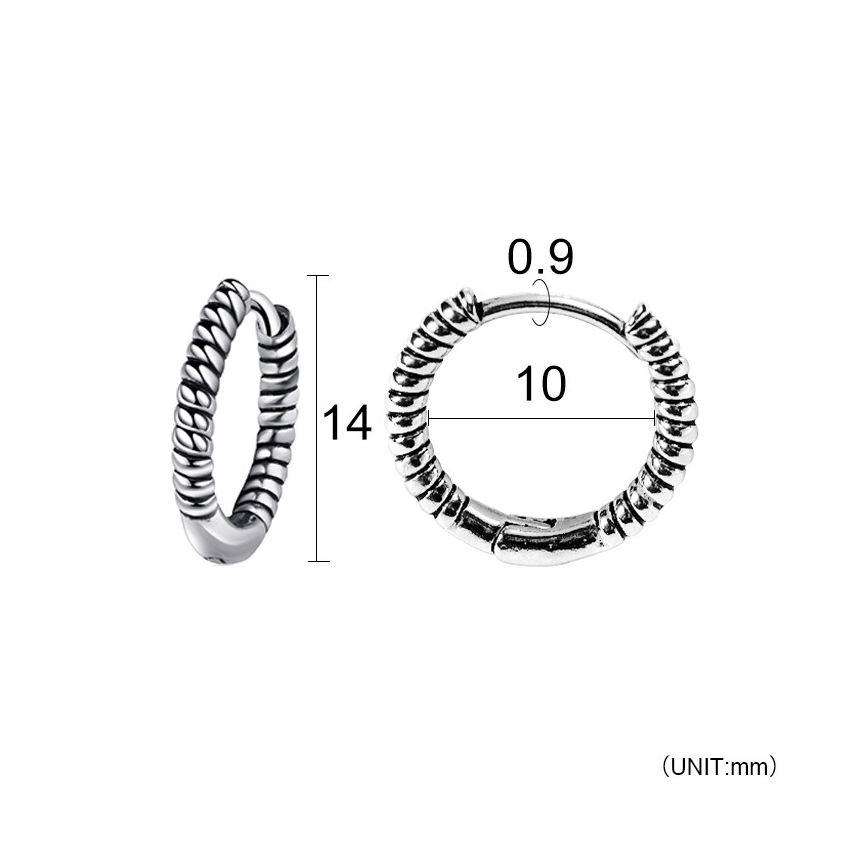 S.Steel Antique silver Hoop Men-c