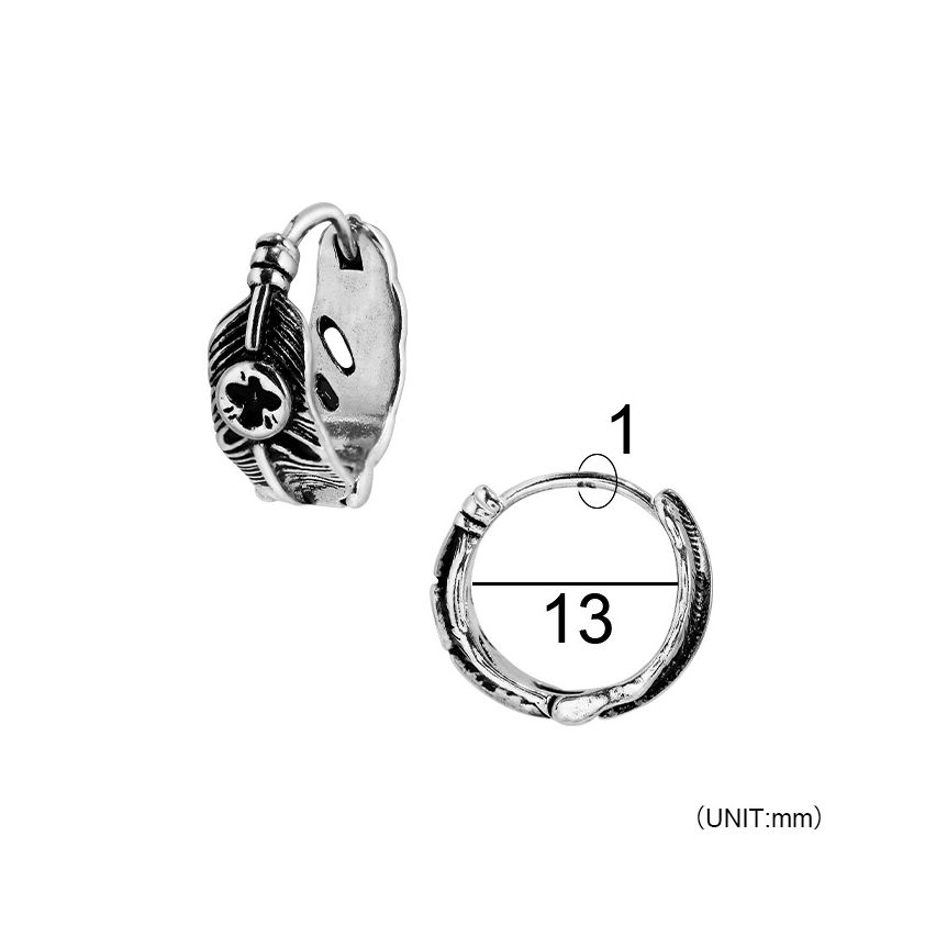 BOHEMIAN Antique silver S.Steel Hoop Men-c 