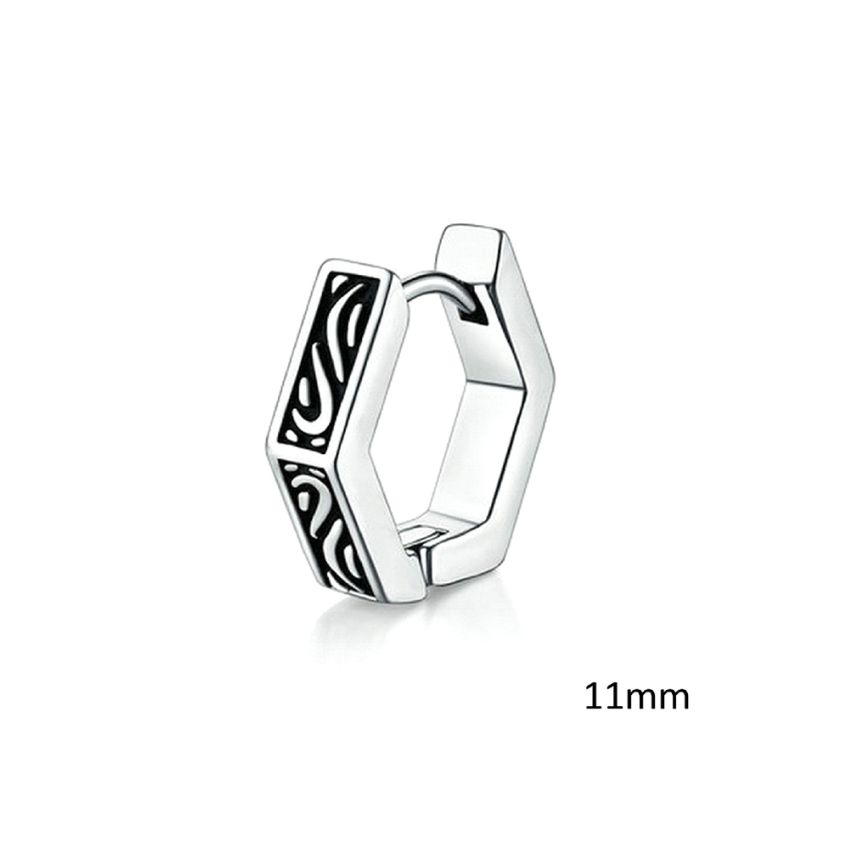 S.Steel Antique silver Hoop Men-c