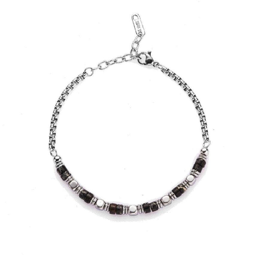 S.Steel Antique silver Natural Stone Urban Men-c 7.5g - 4mm