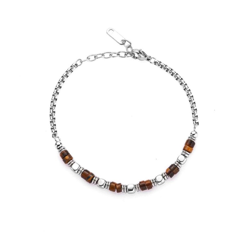 Antique silver Titanium Steel Tiger Eyes Urban Men 