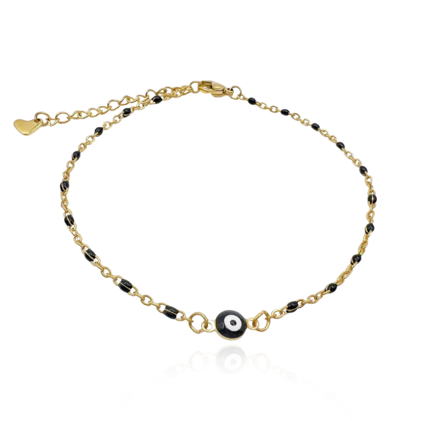 S.Steel Gold Plating Black Anklets Women-c 4g