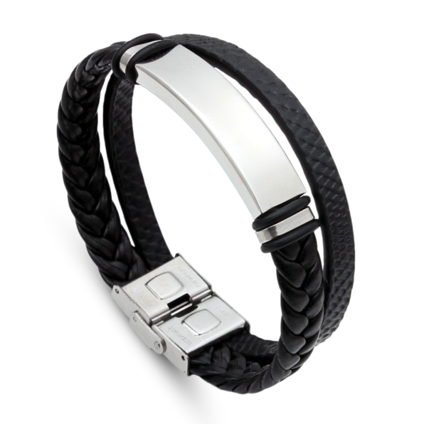 S.Steel Leather With Plate Men-c 20g