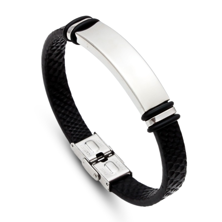 S.Steel Leather With Plate Men-c 20g