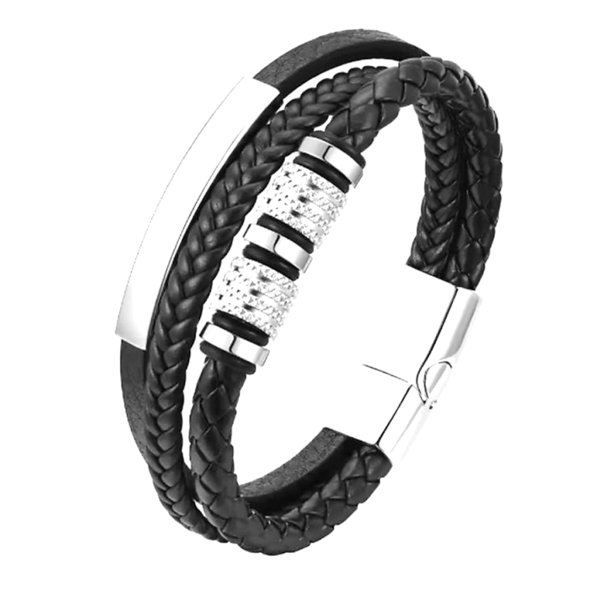 S.Steel Black Leather Men-c 29g