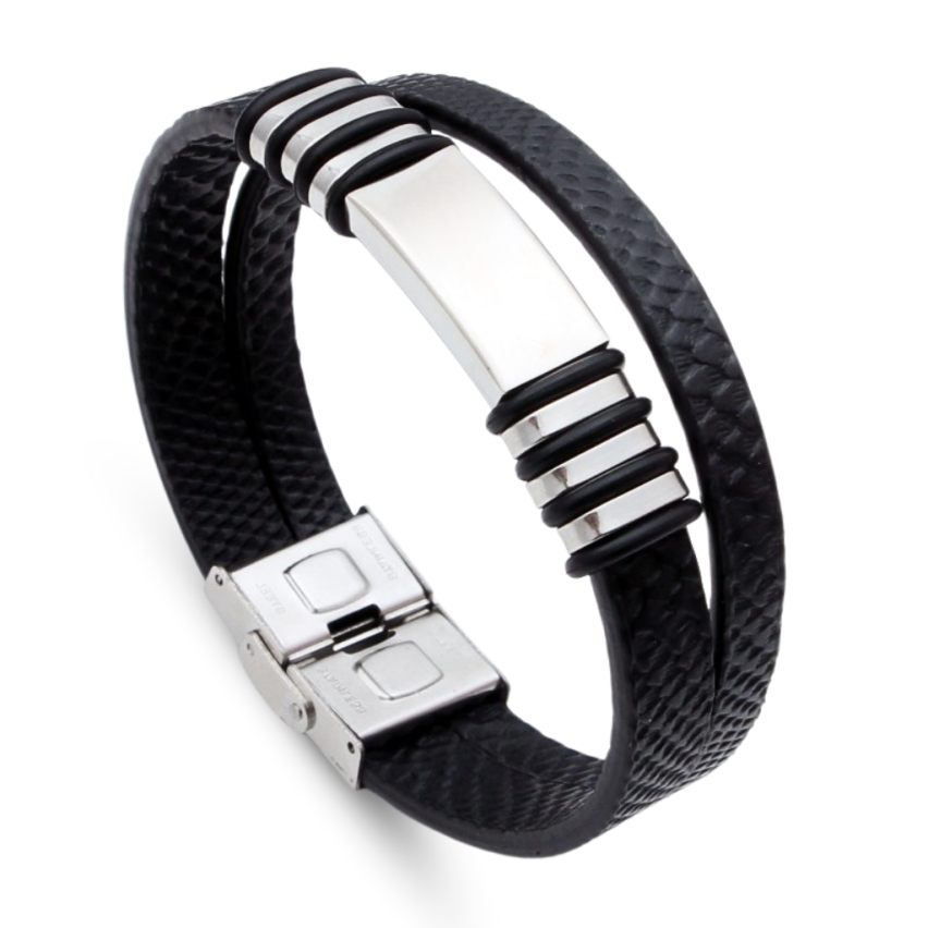 S.Steel Leather With Plate Men-c 20g