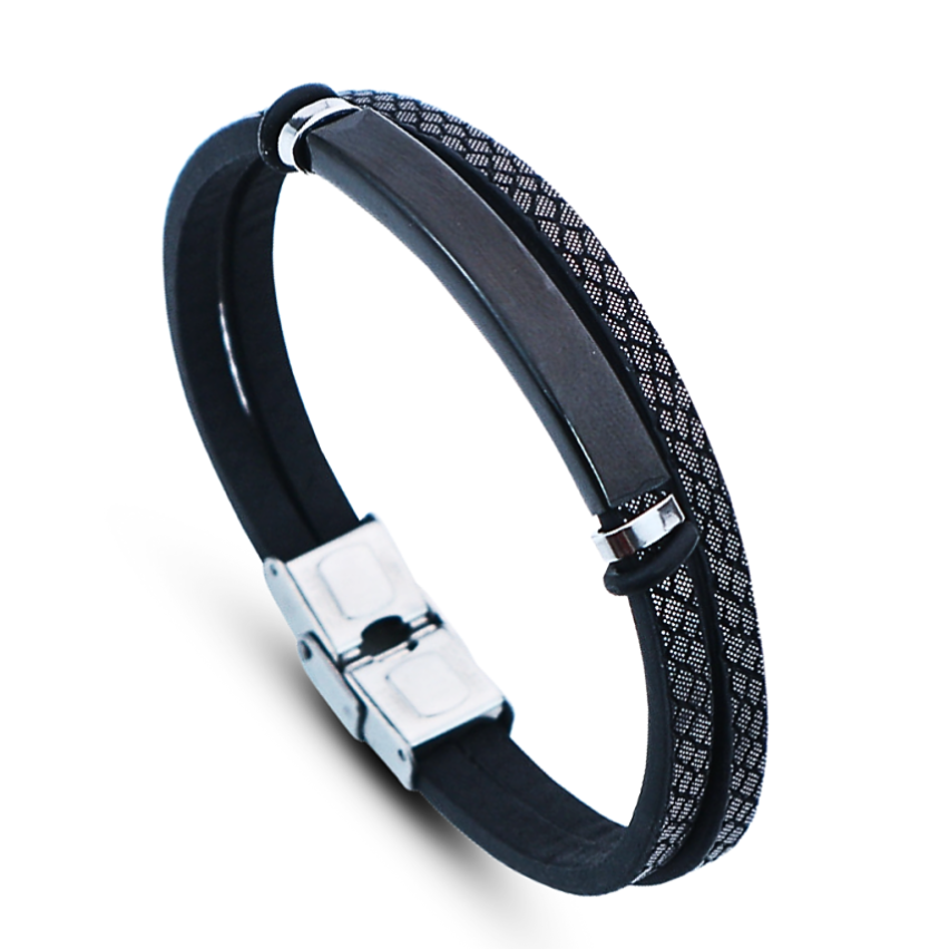 S.Steel Black Leather Men-c