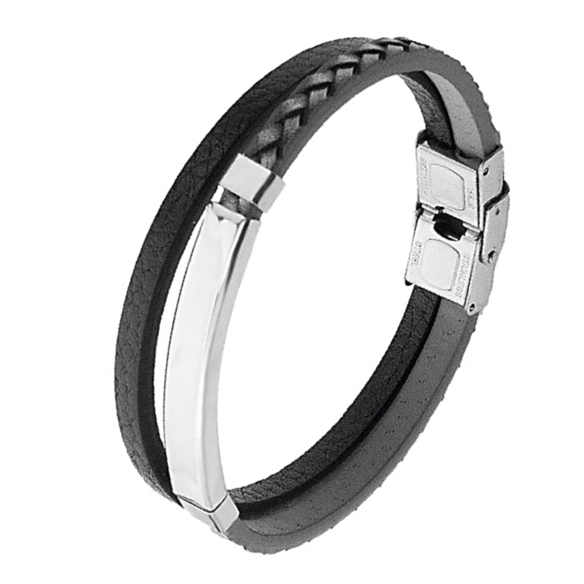 S.Steel Leather With Plate Men 11.5g 215x10mm - 3mm 