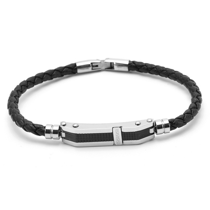 S.Steel Black Leather Men-c 30g