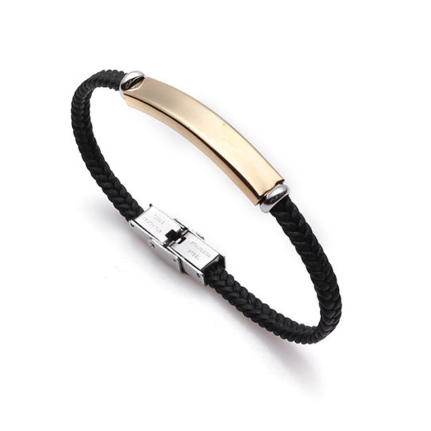 S.Steel Rose gold Plating Leather Men-c 7.57g