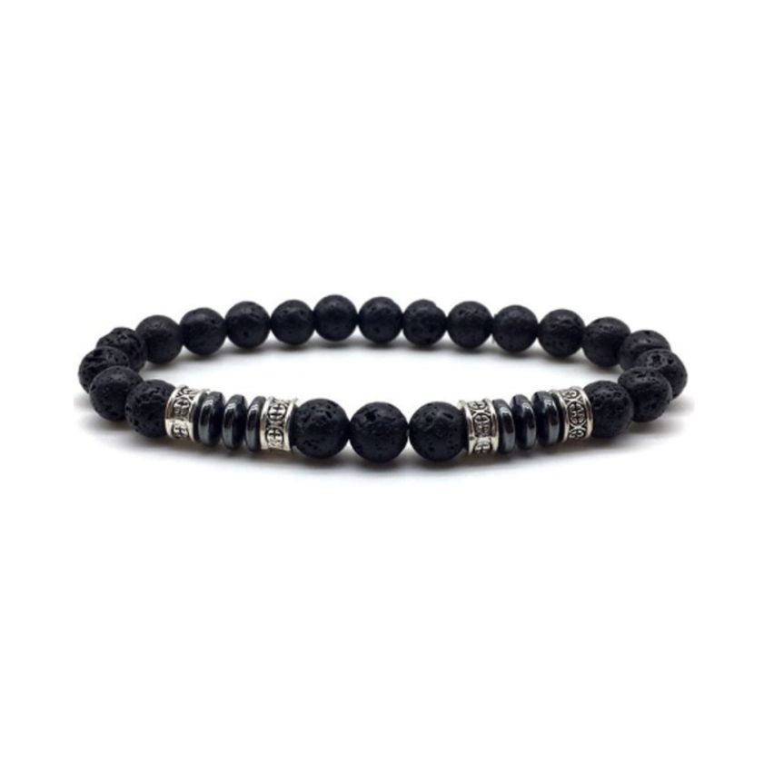 S.Steel Black Natural Stone Beads Men-c 15g