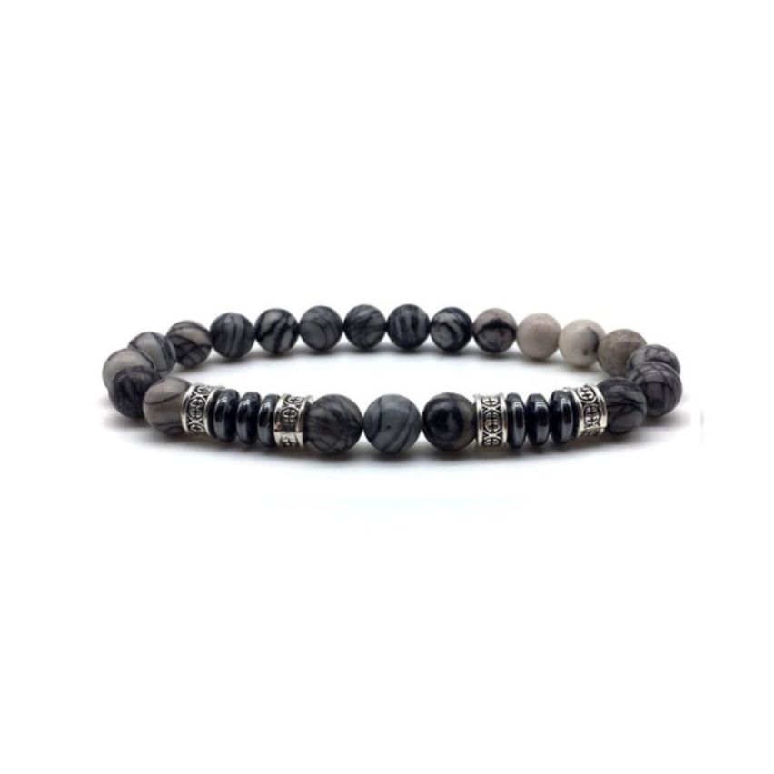 S.Steel Natural Stone Beads Men-c 15g