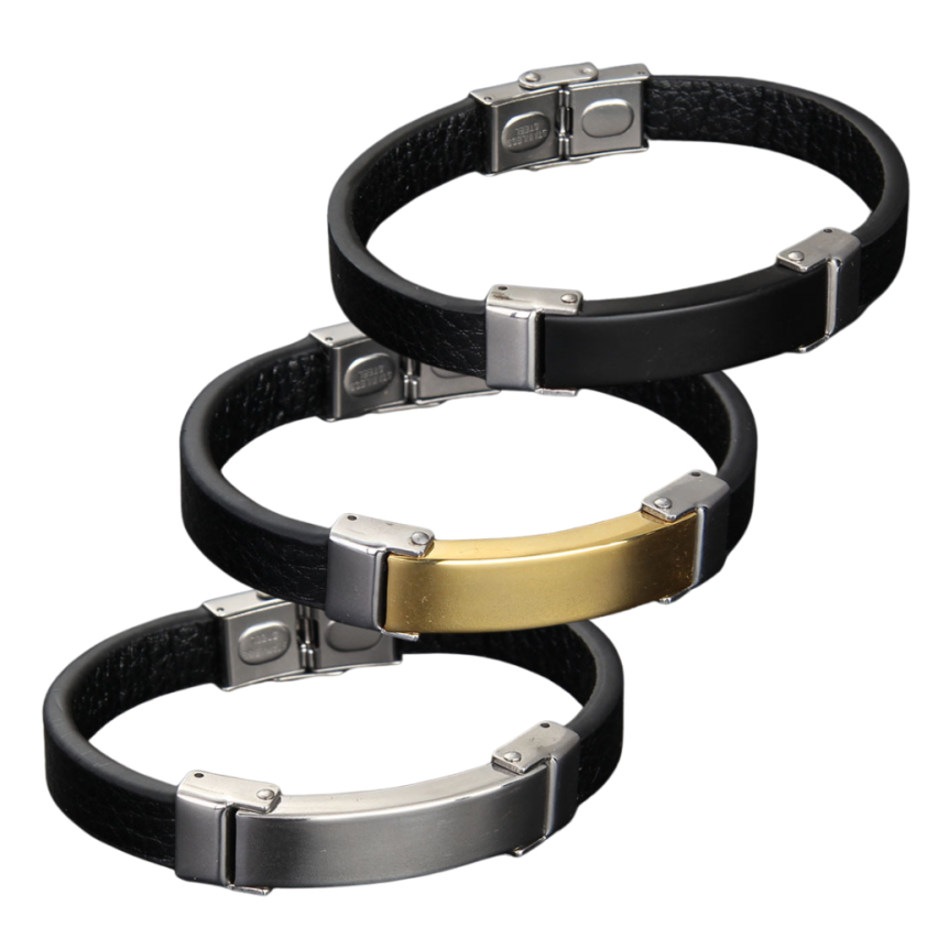 S.Steel Black Silicone With Plate Men-c