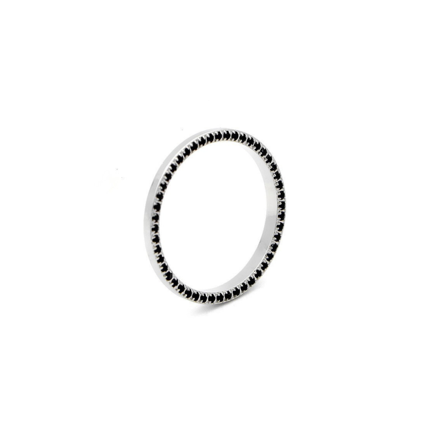 S.Steel Black Zircon Minimalist Women-c EU54 - ES14 - US7