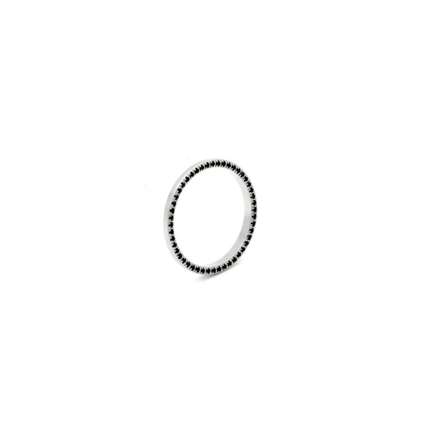 S.Steel Black Zircon Minimalist Women-c