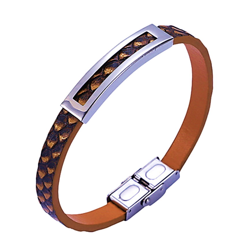 S.Steel Brown Leather Men 10.2g 